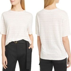 VINCE Linen Stripped Boxy Tee NWOT